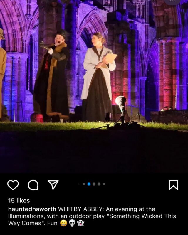 Illuminated Whitby is well truly underway!

Our show ‘Something Wicked this way comes’ is getting some great feedback & we are mostly staying dry!

We’d like to thank the fab students from the Acting degree course at @cuscarborough for all of their hard work and the members of Whitby Community Choir for their support.

Wonderful soundscape created & operated by @swandyermusic 

Illuminations & tech support by @camel.event.production 

👻👻The show runs until Halloween itself 👻👻

#whitbyabbey #illuminatedabbey #illuminatedwhitbyabbey #gothicstories @englishheritage 

📸 ‘borrowed’ from @hauntedhaworth @christhetaff @big_al_photo